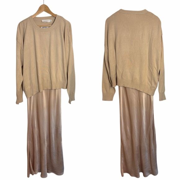 SOVERE / Rhyme Combo Slip Knit Dress in Champagne Size XL - Picture 11 of 12